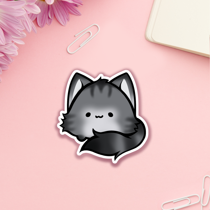 Fluffy Grey Tabbie Loaf Sticker