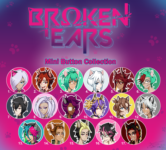 Broken Ears Mini Buttons