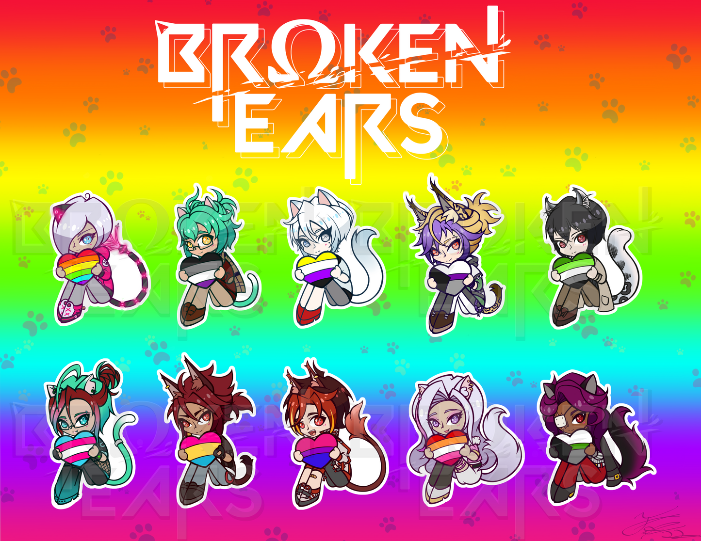 Broken Ears Pride Stickers