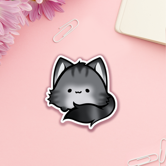 Fluffy Grey Tabbie Loaf Sticker